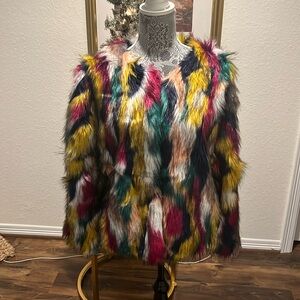 Multicolor Faux Fur Jacket